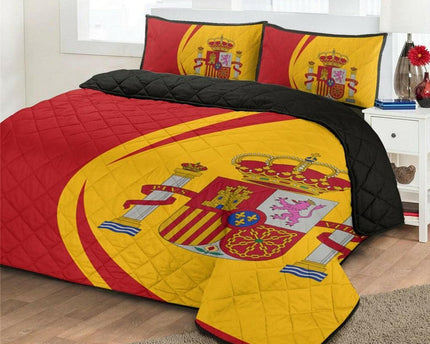 Spain Flag Coat Of Arms Quilt Bed Set Circle