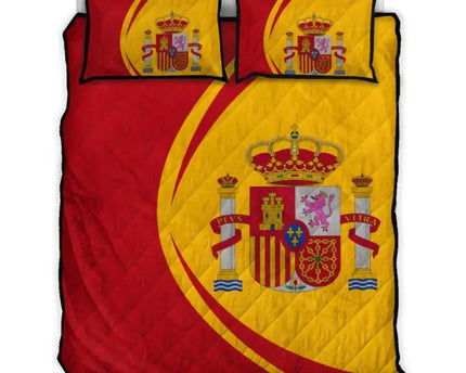 Spain Flag Coat Of Arms Quilt Bed Set Circle