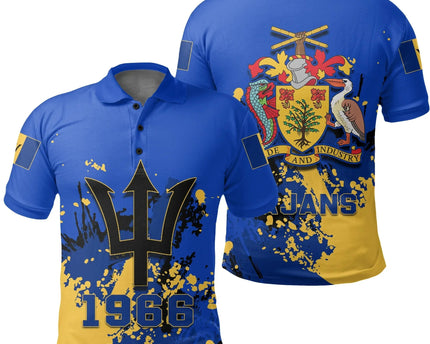 Barbados Polo Shirt Coat Of Arms Spaint Style