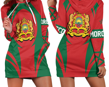 Morocco Action Flag Hoodie Dress Female
