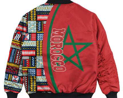 Morocco Flag and Kente Pattern Special Bomber Jacket Unisex