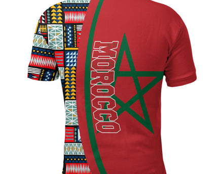 Morocco Flag and Kente Pattern Polo Shirt Unisex