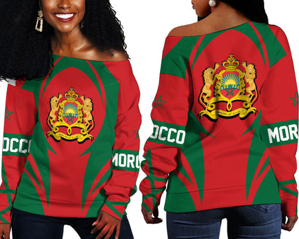 Morocco Action Flag Off Shoulder Sweatshirts Female