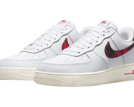 Men's Air Force 1 Low Plaid White University Red Shoes