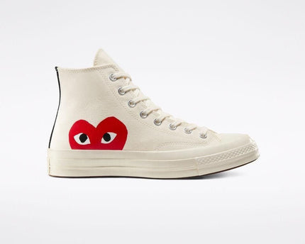 Men's Play Comme Des Garcons X Converse High Top White Shoes