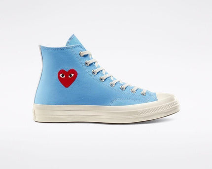 Men's Play Comme Des Garcons X Converse High Top Blue Shoes