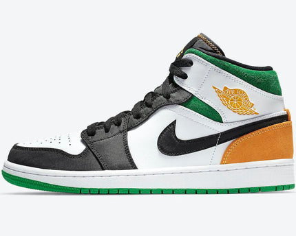 Men's Air Jordan 1 Mid White Black Green Shoes