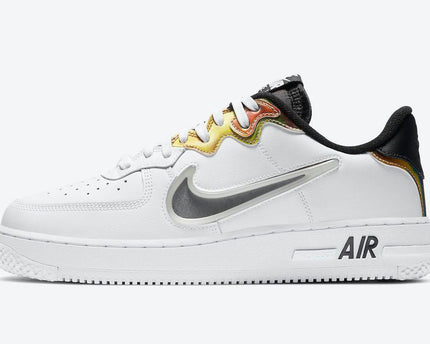 Men's Air Force 1 React White With Iridescent Paneling Shoes