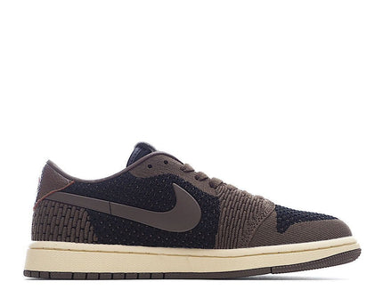 Men's Air Jordan 1 Low Flyknit x Travis Scott Olive Green Shoes