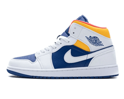 Men's Air Jordan 1 Mid Royal Blue Laser Orange Shoes