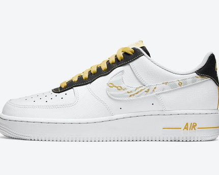 Men's Air Force 1 Low Gold Reflective Zebra Swooshes Shoes