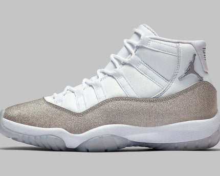 Men's Air Jordan 11 White Metallic Silver Shoes