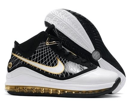 Men's Air Max Lebron 7 VII Black White Gold Shoes