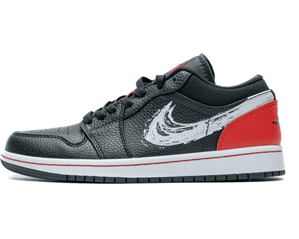 Men's Air Jordan 1 Low Brushstroke Swoosh Shoes