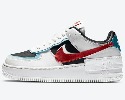 Men's Air Force 1 Shadow Bleached Aqua Chile Red Shoes