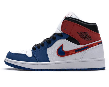 Men's Air Jordan 1 Mid Multicolor Swoosh Shoes