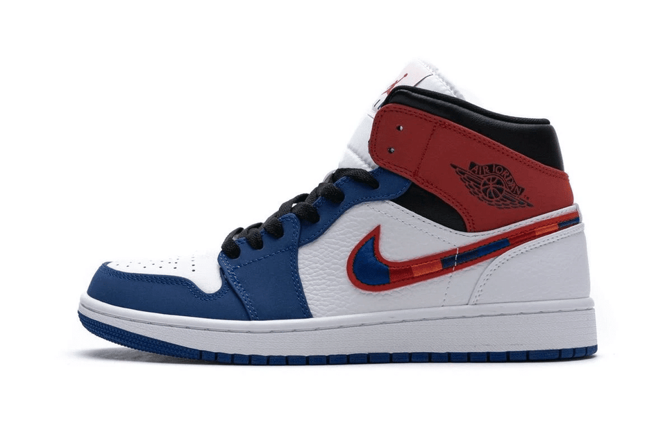 Men's Air Jordan 1 Mid Multicolor Swoosh Shoes