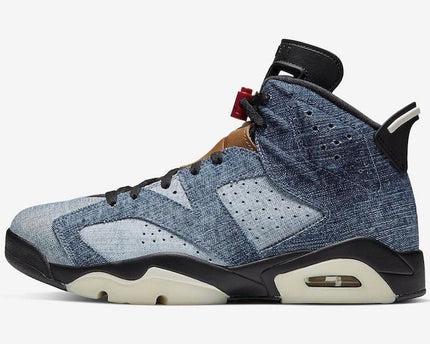 Men's Air Jordan 6 Black Washed Denim Shoes