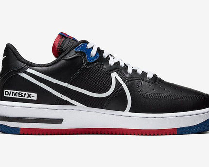 Men's Air Force 1 React Black With Red and Blue Shoes