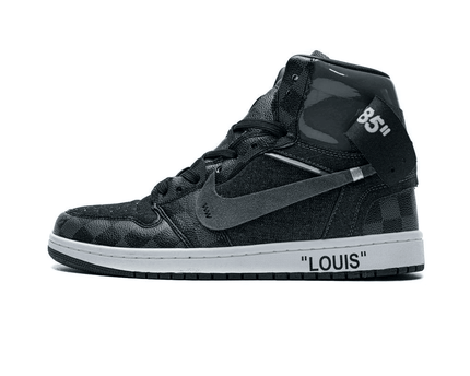 Men's LV X Air Jordan 1 High Grey Shoes