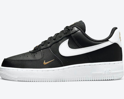 Men's Air Force 1 Gold Mini Swooshes Black Shoes