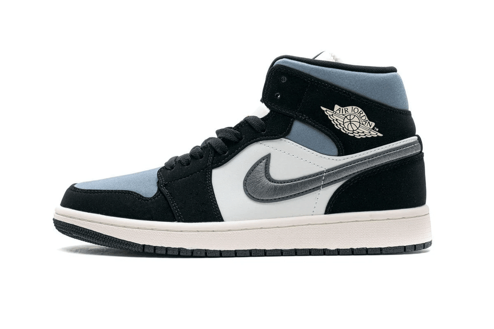 Men's Air Jordan 1 Mid Satin Grey Shoes