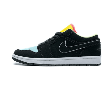 Men's Air Jordan 1 Low Black Yellow Blue Shoes