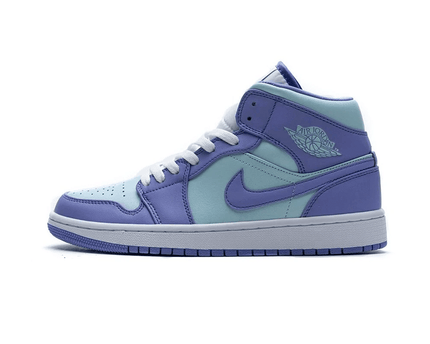 Men's Air Jordan 1 Mid Purple Aqua Blue Shoes
