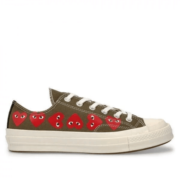 Men's Play Comme Des Garcons X Converse Low Top Khaki Shoes
