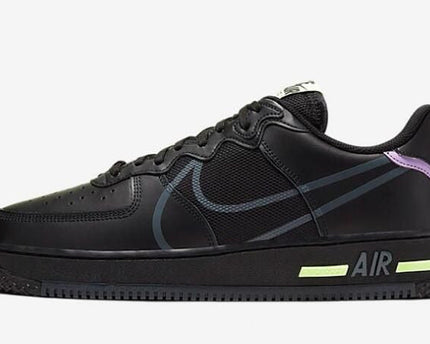 Men's Air Force 1 React Black Violet Star Barely Volt Shoes