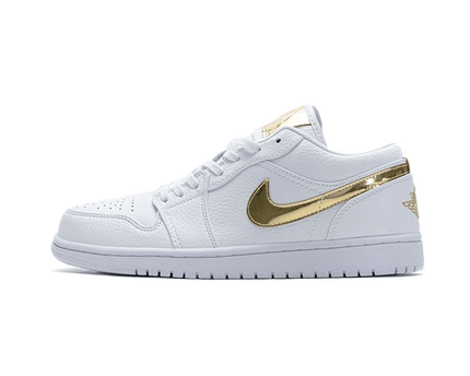Men's Air Jordan 1 Low White Metallic Gold Shoes