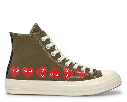 Men's Play Comme Des Garcons X Converse High Top Khaki Shoes