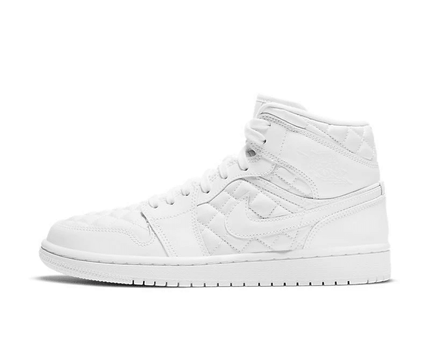 Men's Air Jordan 1 Mid White Quilted Shoes