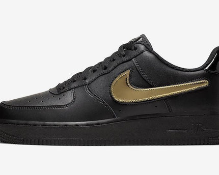 Men's Air Force 1 Low 07 Black Metallic Gold Shoes