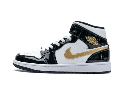 Men's Air Jordan 1 Mid Gold Patent Leather Shoes