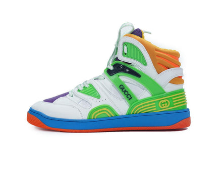 Men's Gucci Basket White Green Purple Sneaker Shoes