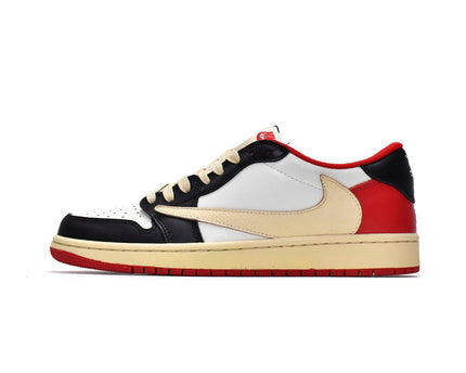 Men's Travis Scott x Air Jordan 1 Low Black Red Shoes