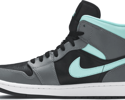Men's Air Jordan 1 Mid Grey Aqua Shoes