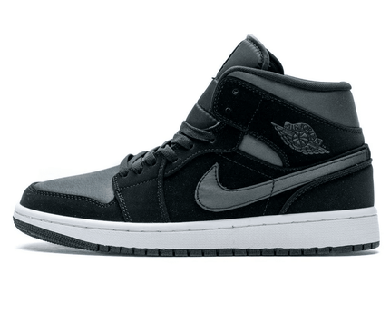 Men's Air Jordan 1 Mid White Black Grey Shoes