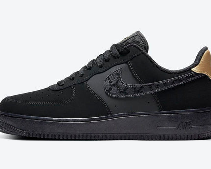 Men's Air Force 1 Low Branded Swooshes Black Nubuck Shoes