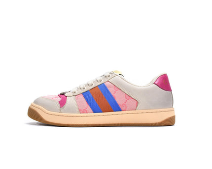 Men's Gucci Screener White Black Pink Sneaker Shoes