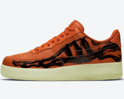 Men's Air Force 1 Orange Skeleton Shoes