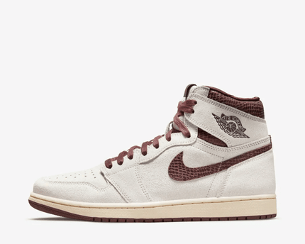 Men's A Ma Maniere x Air Jordan 1 Retro High OG SP Sail And Burgundy Shoes