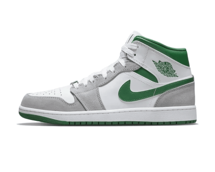 Men's Air Jordan 1 Mid Grey Pine Green Shoes