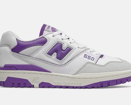 Men's New Balance 550 White and Purple Shoes