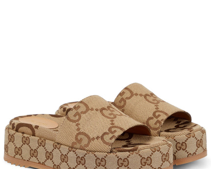 Women's Gucci Maxi Canvas Platform Slides Shoes
