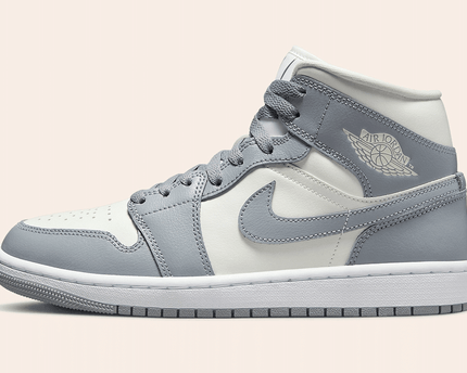 Men's Air Jordan 1 Mid Grey Sail Shoes