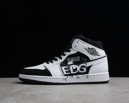 Men's Air Jordan 1 EDG Mid White Black Shoes