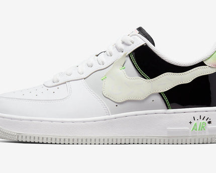 Men's Air Force 1 Black Green Swoosh Shoes