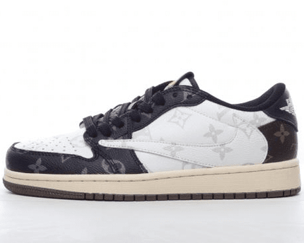 Men's Air Jordan 1 Low x LV x Fragment x Travis Scott Brown Black White Shoes